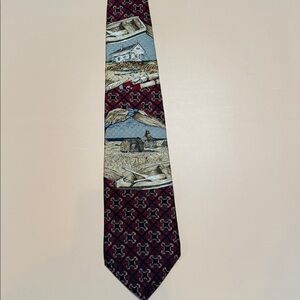 💜3/$15 Bob Timberlake Collection Rowboats Shores Fish Lures Silk Tie